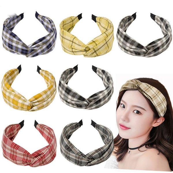 

women wide headband zebra pattern plaid hair hoop cross knot lattice headwear turban makeup wash face head hoop hair accessories q wmtazq