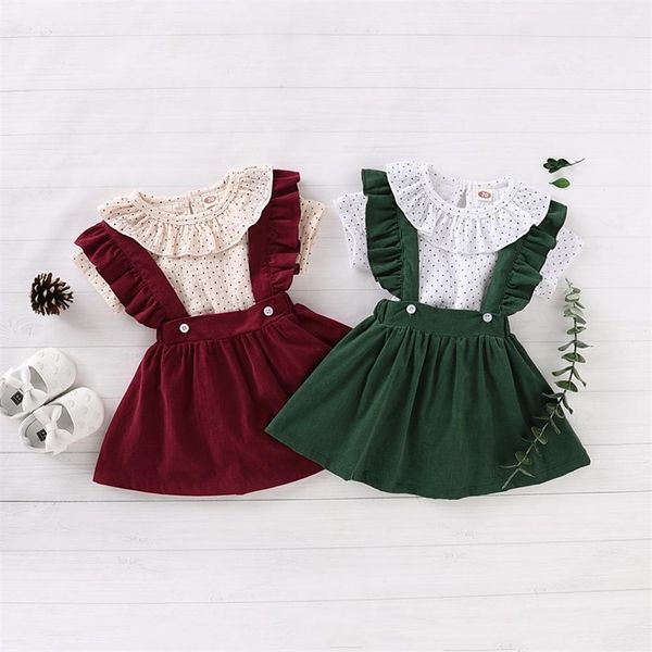

newborn spring clothing set new born girl outfits ruffle romper + dress 2pcs cotton baby clothes y200803, White