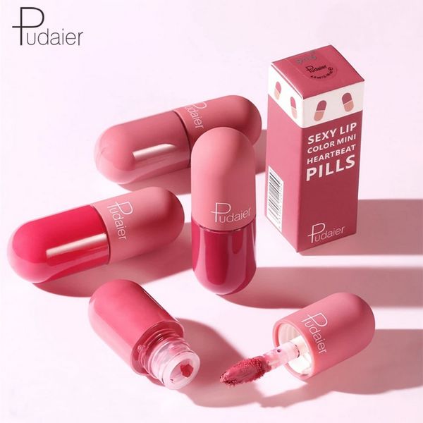 

pudaier mini capsule liquid lipstick portable professional makeup lip glaze waterproof velvet matte lip gloss 18 different color 4.5ml