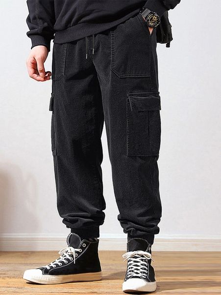 

men pocket side cargo pants r4ll#, Black