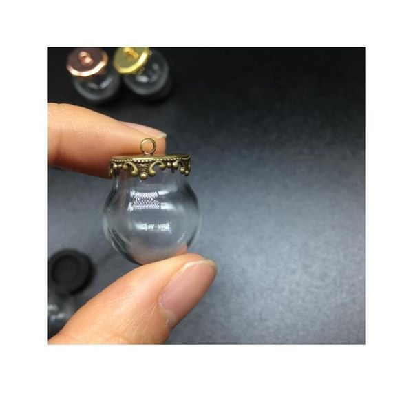 

50sets 20*15mm miniature terrarium glass bubble metal crown base tray jewelry necklace lanugo vial pendant diy wishing jlliij, Black