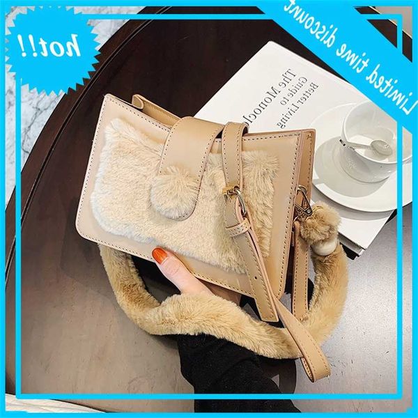 

soft pluche handling for women shoulder fashion winter ladies handbags crossbody bags trend pu leather underarm bag