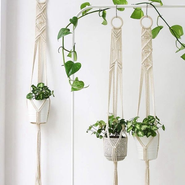 Macrame Planta Hanger conjunto de 3 Indoor pegador de panela da flor de parede Basket Home Decor Boho Hanging Planter Y200709
