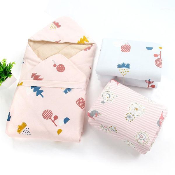 

thickened baby windproof swaddle newborn colour cotton wrapped warm soft baby blankets with hooded winter envelope for discharge1