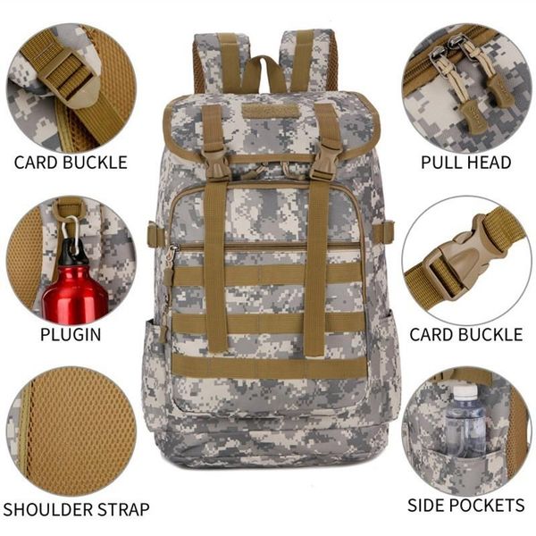 

камуфляж тактический рюкзак водонепроницаемый army bag man molle военный пакет для путешествия отдых скалолазание рюкзака охота рюкзаки bbys