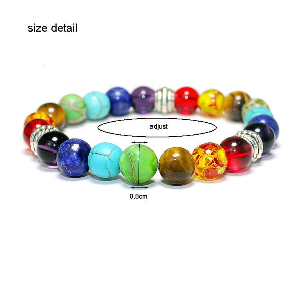 

bracelet natural fashion eye women tiger adjustable laips & amethyst seven rainbow color stone beaded balance yoga bracelets, Black