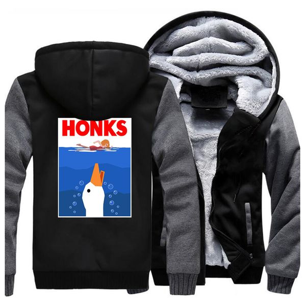 

cute honks hoodie men jacket winter warm fleece hooded 2020 new arrival fashion hoodies sweatshirt thick coat hip hop streetwear, Black