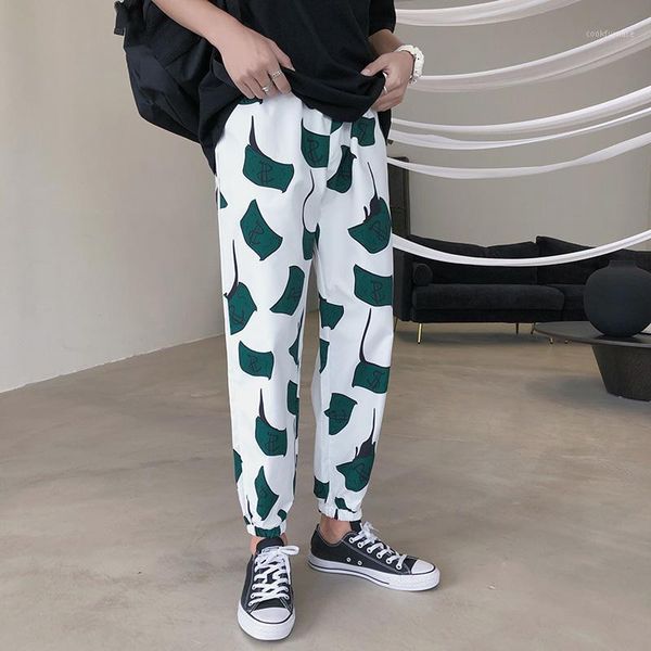

2019 summer men's banded printing casual cotton harem hip hop pants leisure male trousers active elastic joggers sweatpants1, Black