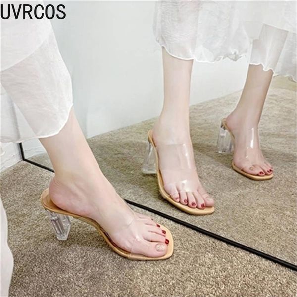 

new transparent open-toe slippers feminine high-heeled sandals summer women's shoes soft-soled sandals slippers 2021, Black
