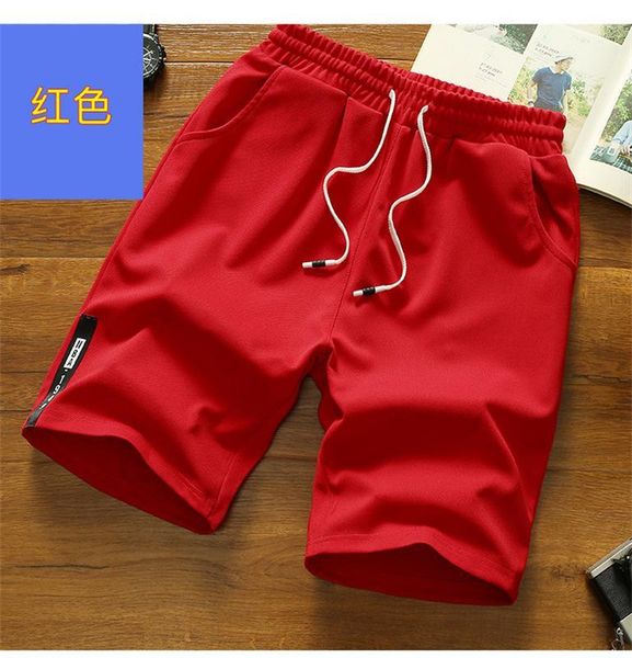 

summer men's fashion casual solid color five-point pants men's five-point pants fashion casual straight sports, White;black