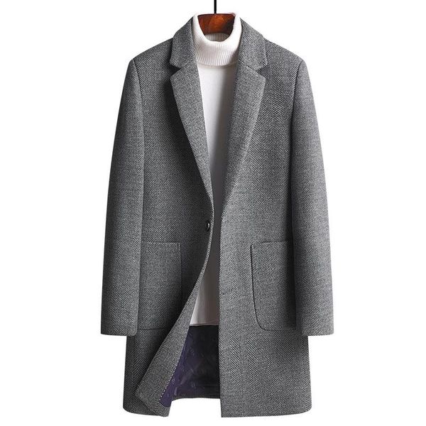 

new arrival fashion autumn winter woolen coat men long wool windbreaker thickened single breasted plus size m l  2xl 3xl 4xl, Black