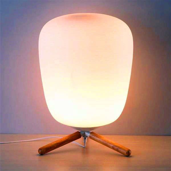 

design ultra table lamp modern mini fashion frosted glass lampshade and wooden bracket texture study with light source us plug