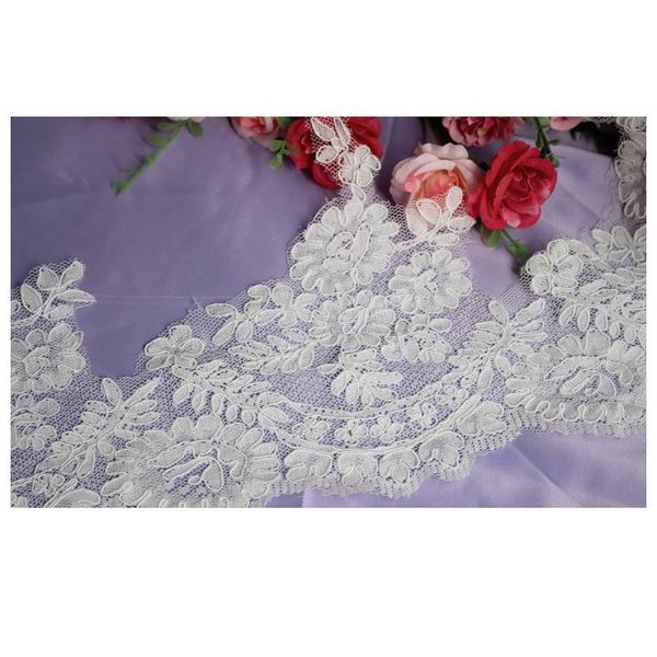 

delicate 1yard 20cm ivory fabric flower car bone lace trim applique sewing cra jllaes