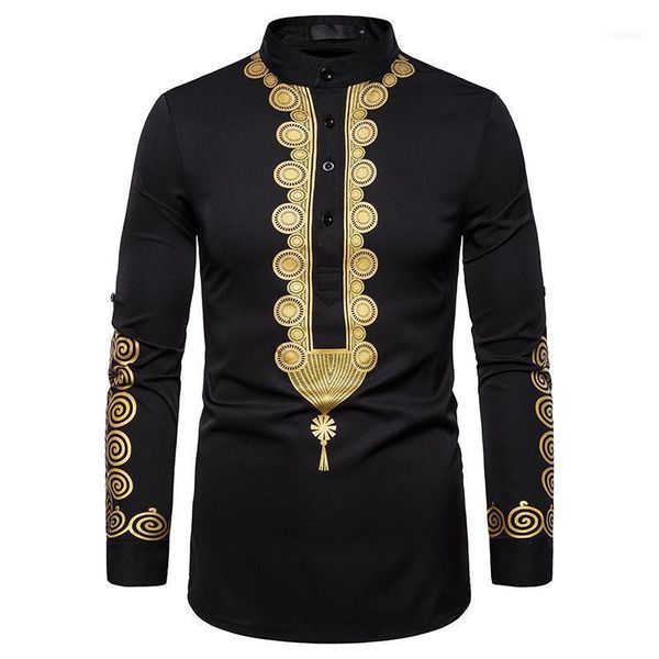 

mens mandarin collar button african clothes 2020 black african dashiki print dress shirt men camisa masculina streetwear chemise11, Red