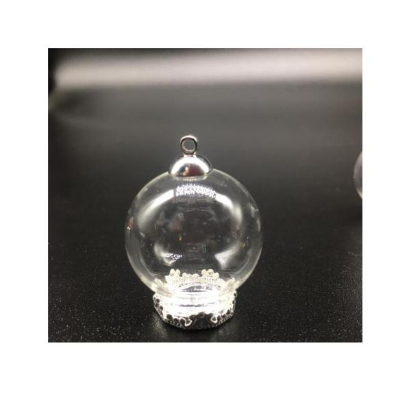 

100sets 25*15mm miniature terrarium metal glass globe with jewelry findings set glass vial pendant wishing bottle glass bbysgd, Black