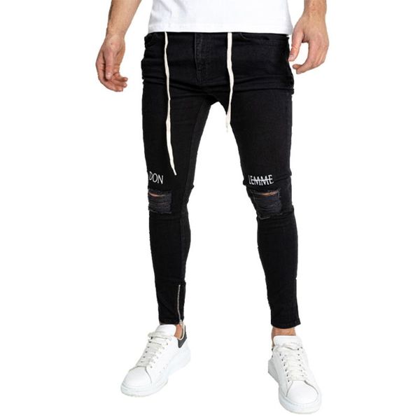 

sknny jeans male pants hole blue denim pants casual black jogger men clothing long trousers men jeans pencil