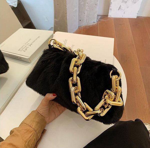 

толстые цепи сумки lady благородный высокого качества сумки на ремне fur crossbody мягкие женщины сумки мода clouds сумка