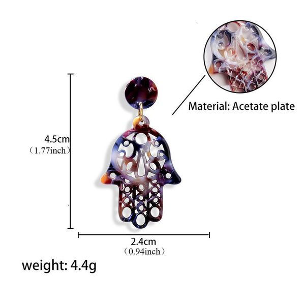 

palm leopard acrylic resin geometric hand fashion drop earrings for women colorful round circle shape ear wedding jewelry gifts, Silver