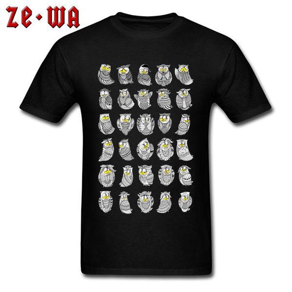 

summer men's t shirt sleepy owls in thousands of postures funny t-shirt fabric round collar short sleeve sport hooded sweatshirt hoodi