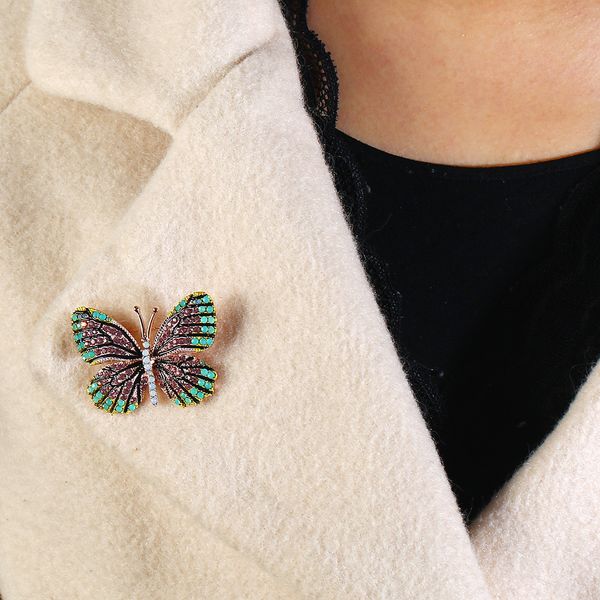 

enamel painted zircon butterfly corsage female corsage luxury pin ornaments, Gray