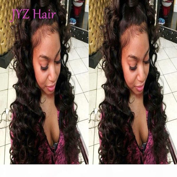 

full lace human hair wigs silk deep wave lace front wigs indian brazilian malaysian peruvian remy hair wig with baby hair, Black;brown