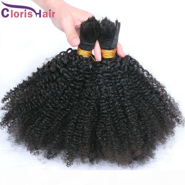 

brazilian afro kinky curly braiding hair no weft unprocessed kinky curly human hair extension in bulk 3 bundles deals for micro braids, Black
