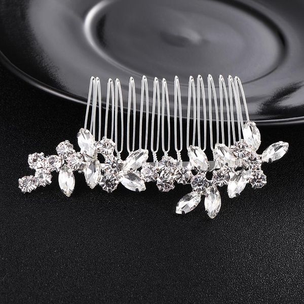 

qyy fashion 2019 rhinestones for hair comb bridal flower wedding hair jewelry accessories wedding hair combs ornaments for women bbygcl, Silver