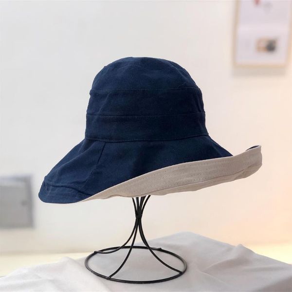 

women sun protection fishing bucket hat soft fashion gift travel foldable summer solid outdoor sports casual wide brim beach, Blue;gray