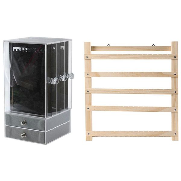 

2 шт новых акриловые ювелирных изделий организатор box для дисплея ожерелья случая хранения серьги браслет вешалки, Pink;blue