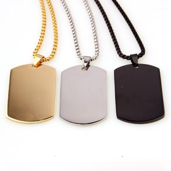 

hipper stainless steel silver/gold/black titanium dog tag pendant necklace men's unisex's jewelry box link chain 24inch*3mm1