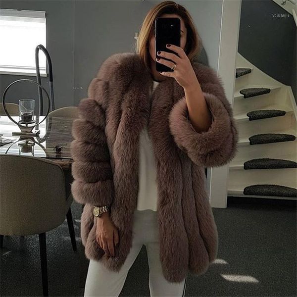 

fursarcar 2019 winter real fur women coats natural genuine female fur jackets 75 cm long o-neck coat, Black