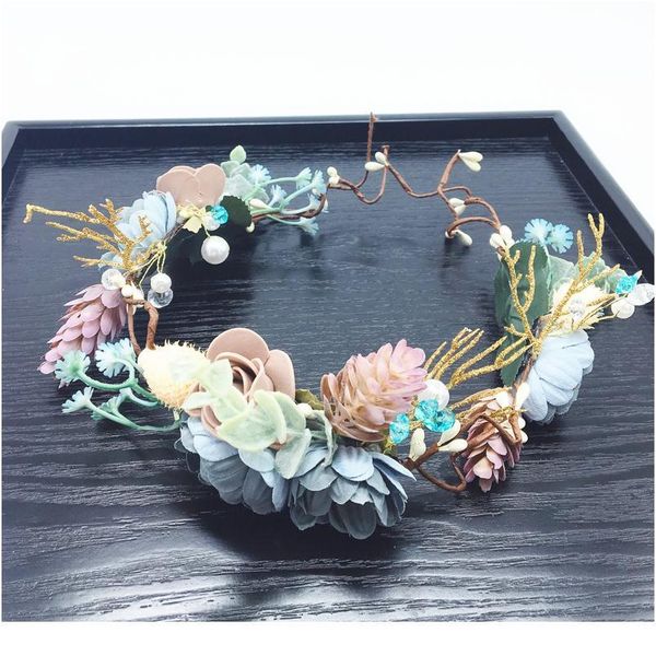 

leather flower crown bride wedding party hair accessories girls flower wreath headband floral garlands women headdress o jllvxc
