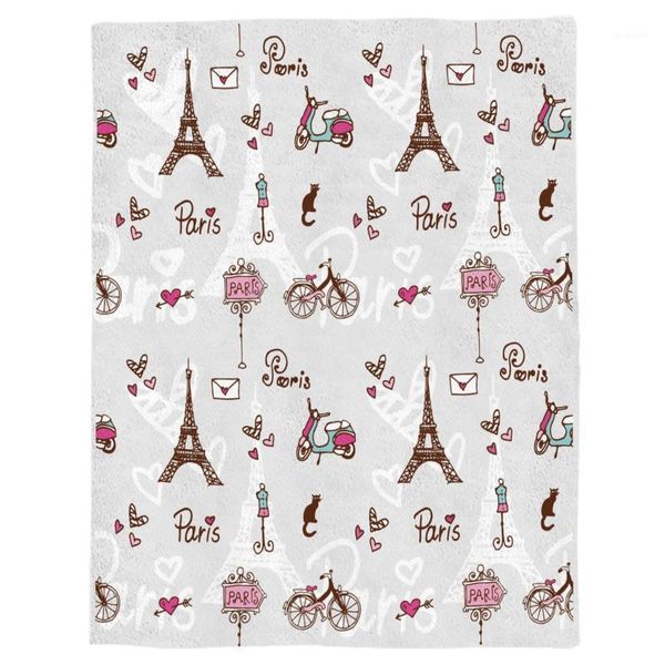 

eiffel tower bicycle kitten love throw blanket portable flannel blanket l/sofa/office/plane travel blankets for beds1