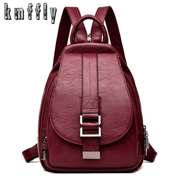 

new women leather backpacks vintage shoulder bag winter female ladies travel backpack mochila school bags for girl y201224