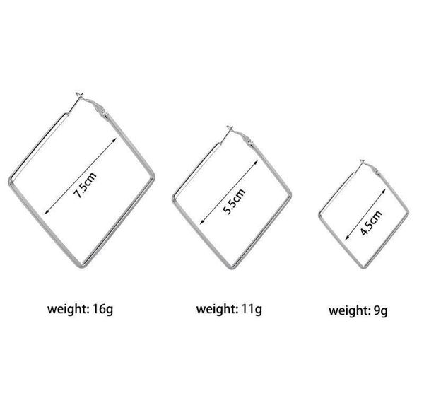 

punk style silver color metal square hoop earrings for women 2020 fashion geometry simple earring gi jllglu carshop2006, Golden;silver
