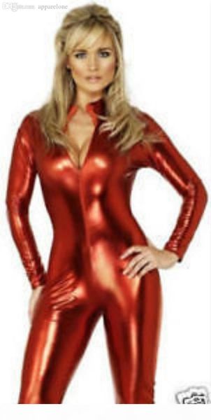 

wholesale-details about superior quality metallic lycra zentai spandex catsuit costume front zip, Black