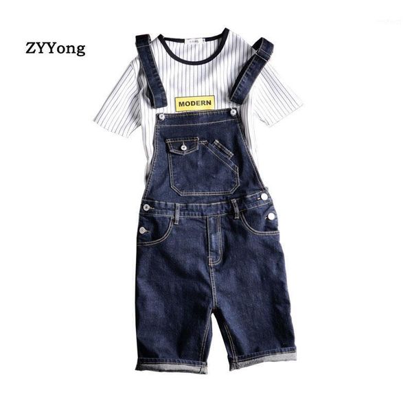 

new summer blue overalls men shorts denim jumpsuit bib beach jeans hip hop streetwear leisure rompers youth cargo pants1
