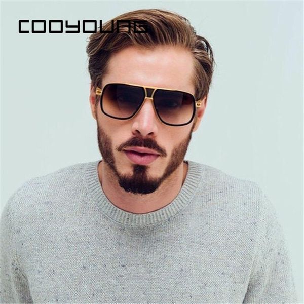 

cooyoung men classic oversized sunglasses men square fashion glasses retro sun glasses vintage gafas oculo, White;black