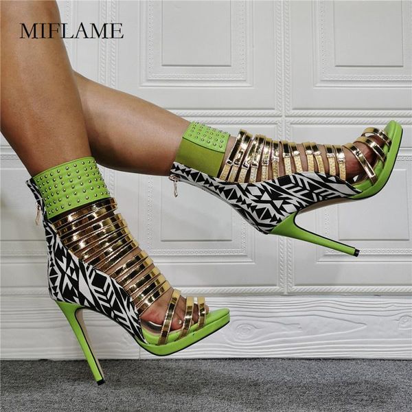 

sandals fashion mixed colors geometric pattern sndals woman rivets studded stiletto shoes summer open toed nightclub thin heels, Black