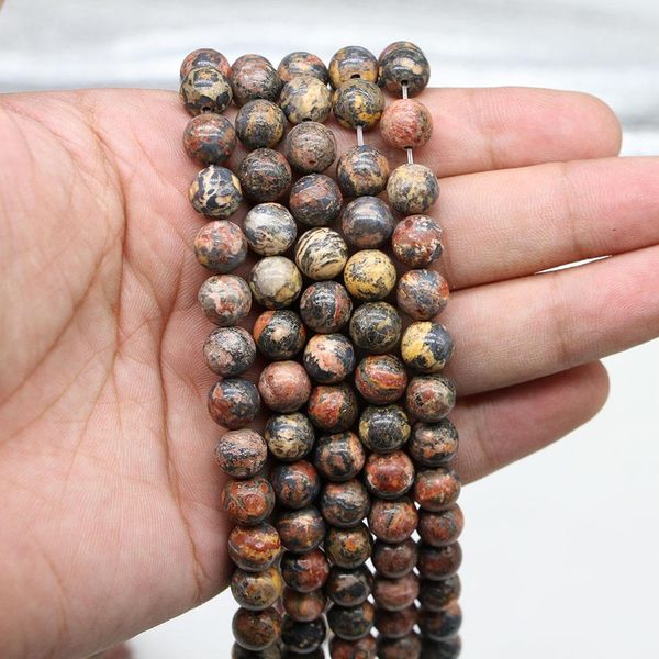 

1strand lot 4 6 8 10 12mm natural red leopard stone bead round loose bead spacer beads for jewelry making findings diy bracelet h bbyccb