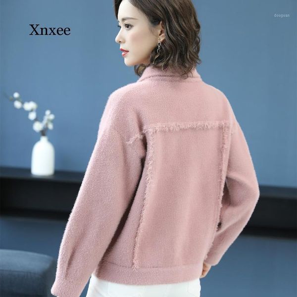 

2020 manteau femme hiver turn-down collar long sleeve solid single breasted casaco feminino loose warm winter coat women1, Black