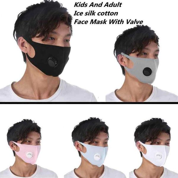 

kids dustproof and breathing valve face mask reusable anti-dust haze pm2.5 ice silk cotton masks zza2150 100pcs ar7p#