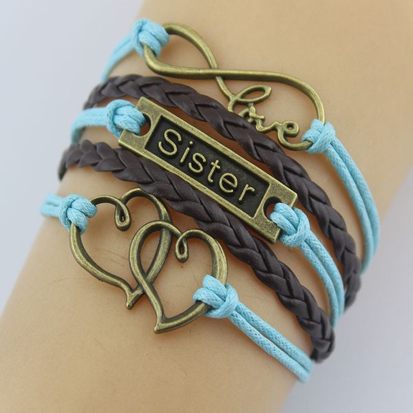 

infinity love sister double heart elephant bracelet for women & men friendship charm bracelet multi-layer bracelets jewelry, Golden;silver