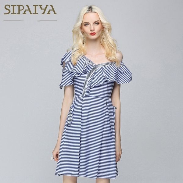 

dixfc speyer korean summer wear new 2020 summer of ruffled stripes collar with leaky version slant new stripesshoulder stripe ehjv8, Black;gray