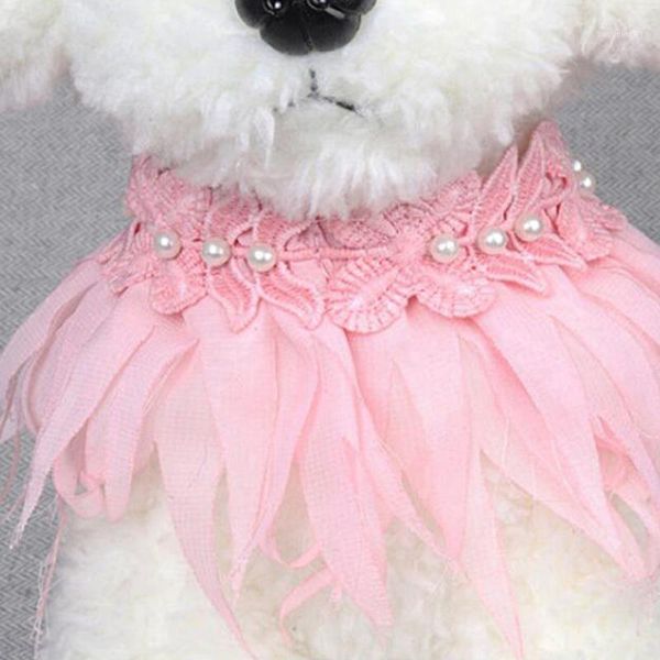 

dog collars & leashes lace flower pet collar necklace scarf bib adjustable cat fashion princess style wedding jewelry1