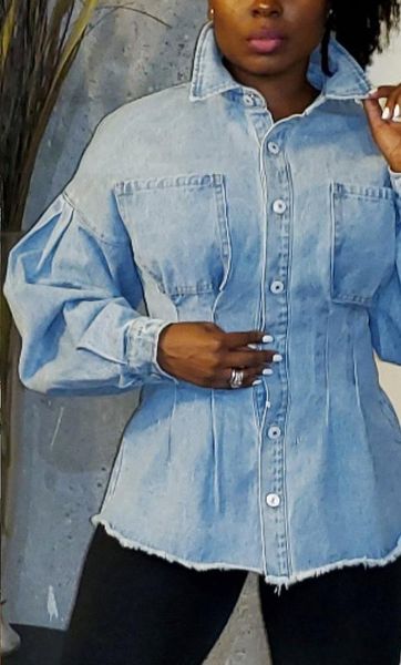 

length women's denim jacket new loose waisted medium, Black;brown