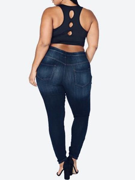 

women's in 2019 oversize high waist dark blue pants jeans show slim leggings