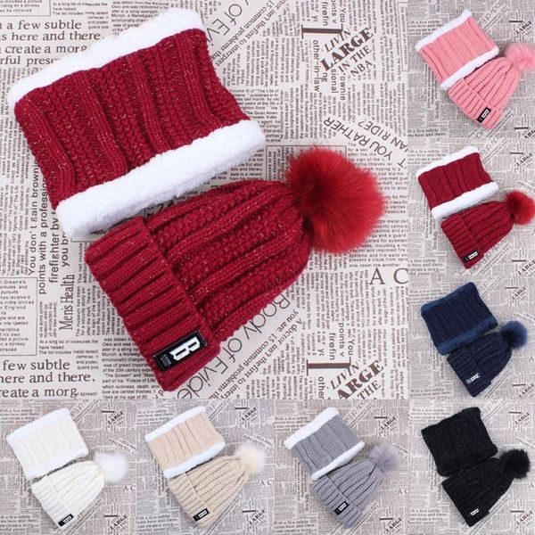 

female skullies women beanies warm solid stitching outdoor plush ball hats crochet knit scarf beanie cap mulheres chapÃ©us1, Blue;gray