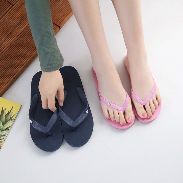 

women summer slipper flip flops gilrs animal solid beach flip flops anti-slip sandals slipper casual flat shoes #301, Black