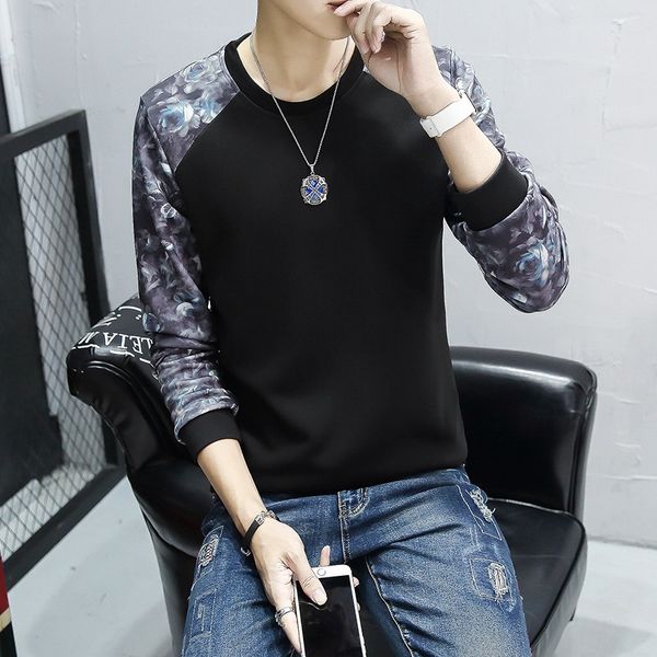 

floral sweatshirt men casual hombre male kg-416, Black
